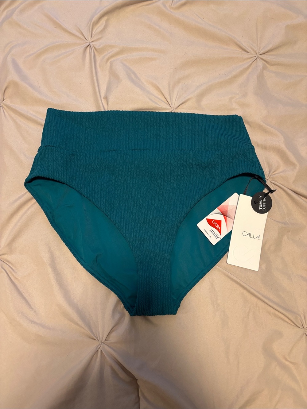 Calia Emerald Falls Crinkle High-Waist Swim Bottom